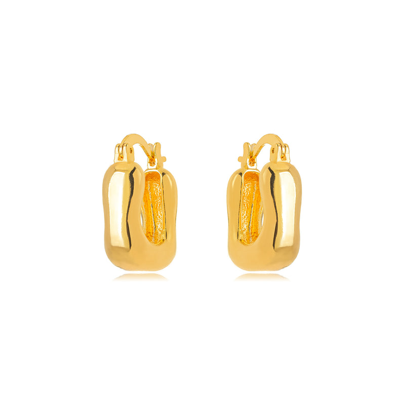 18K Gold Plated Thick Hoops Latch Back Earrings