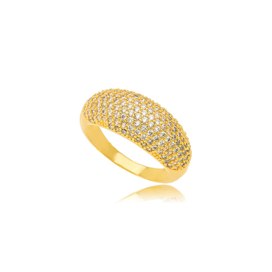 18K Gold Plated Studded Zirconia Ring