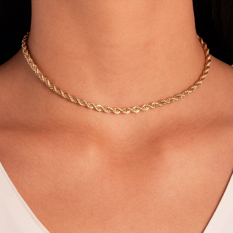 18K Gold Plated Thick Rope Necklace 45cm