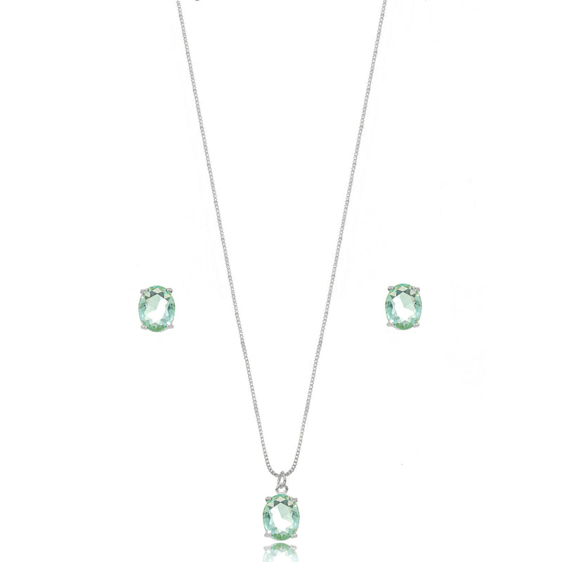 18K Gold Plated Oval Aquamarine Set