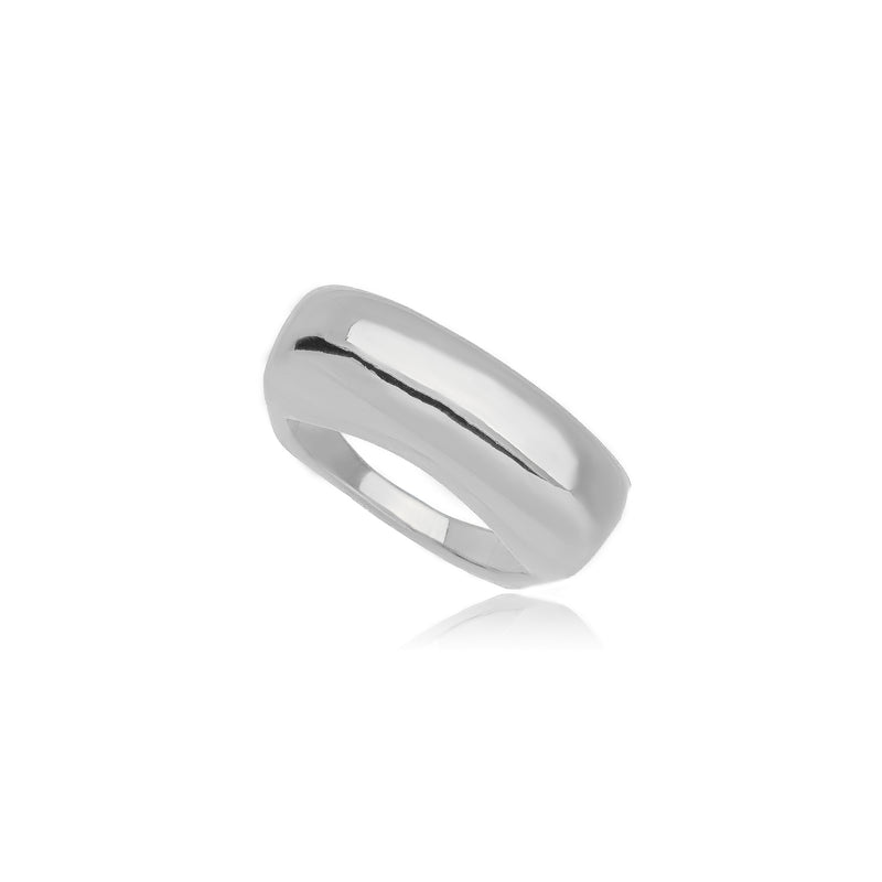 White Rhodium Plated Square Bold Ring