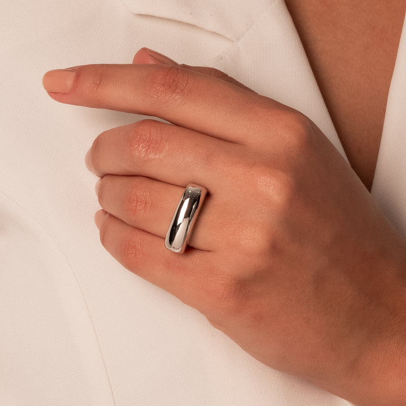 White Rhodium Plated Square Bold Ring