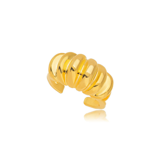 18K Gold Plated Bold Detailed Adjustable Ring