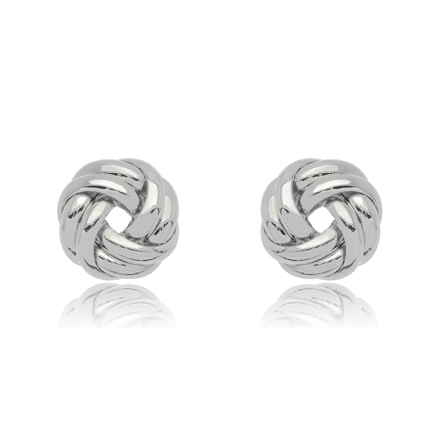 White Rhodium Plated Small Stud Detailed Earrings