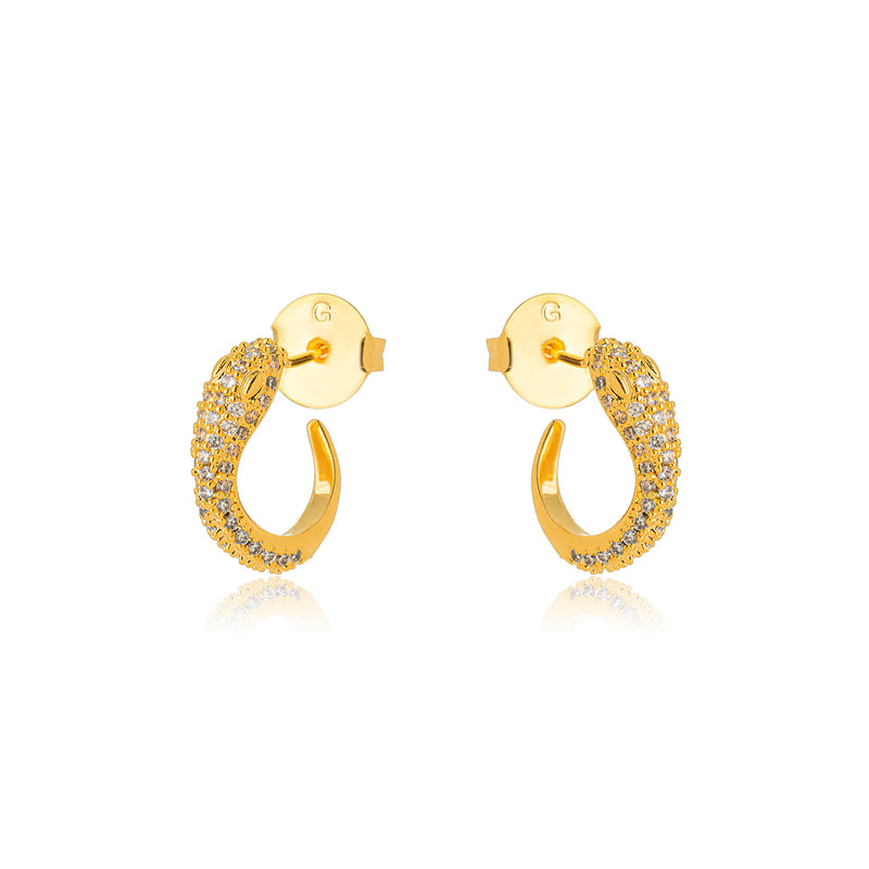 18K Gold Plated Snake Studded Zirconia Earrings