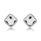 White Rhodium Plated Small Square Stud Earrings