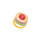 18K Gold Plated Color Enameling Pink Crystal Ring