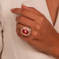 18K Gold Plated Color Enameling Pink Crystal Ring