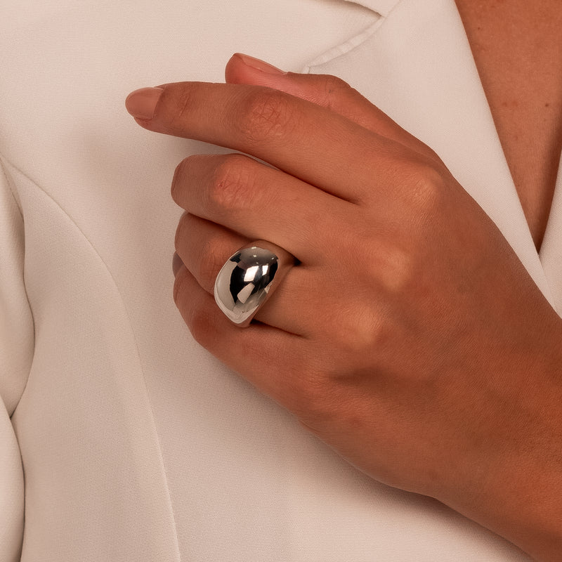 White Rhodium Plated Bold Band Ring