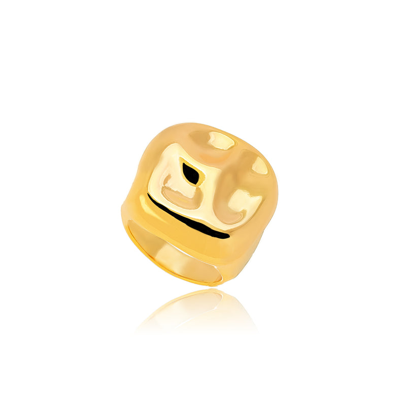 18K Gold Plated Bold Organic Square Ring