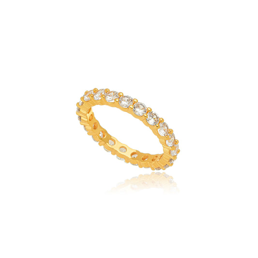 18K Gold Plated Eternity Zirconia Ring 3mm