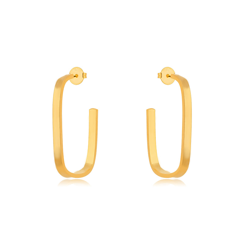 18K Gold Plated Rectangle Bold Hoops Earrings