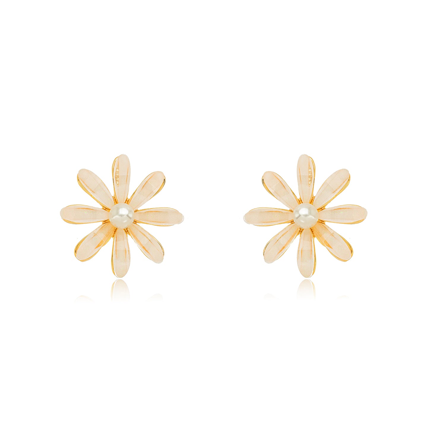 18K Gold Plated Stud Resin Flowers Earrings