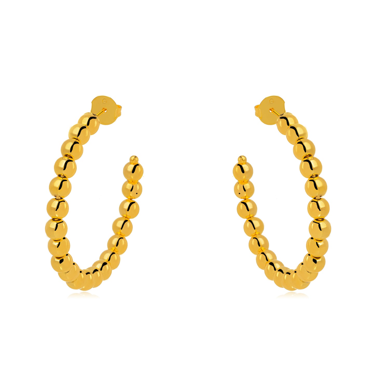 18K Gold Plated Large Ball Hoops Earrings