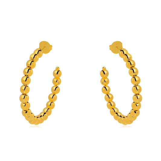 18K Gold Plated Large Ball Hoops Earrings