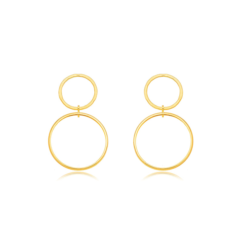 18K Gold Plated Dangling Double Hoops Earrings