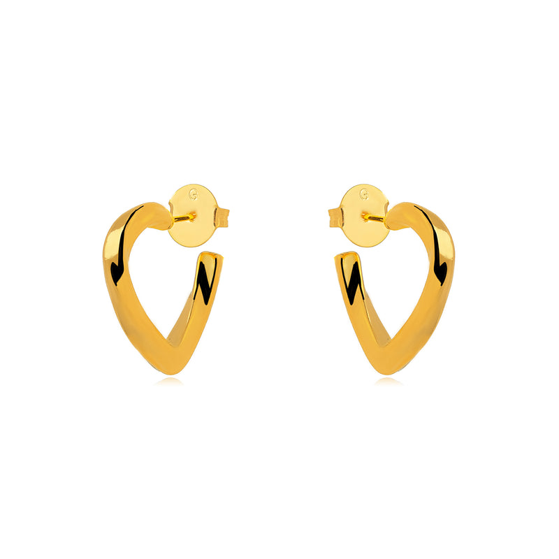 18K Gold Plated Heart Hoops Earrings