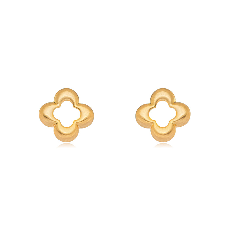 18K Gold Plated Matte Brushed Cleef Earrings