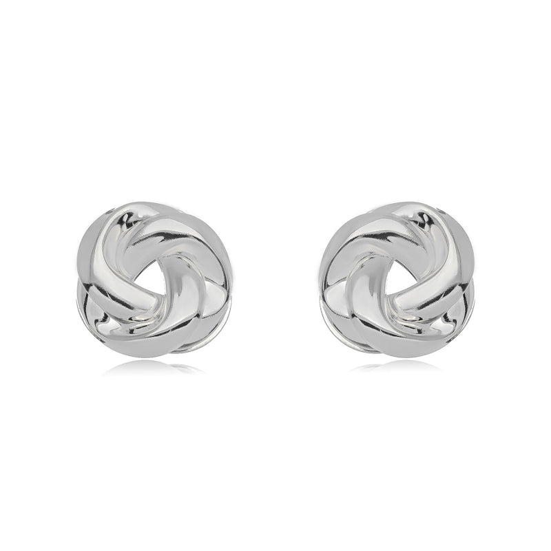 White Rhodium Plated Stud Bold Twisted Earrings