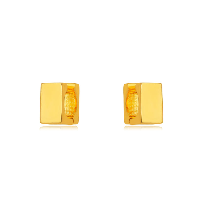 18K Gold Plated Thick Square Click Hoops Earrings