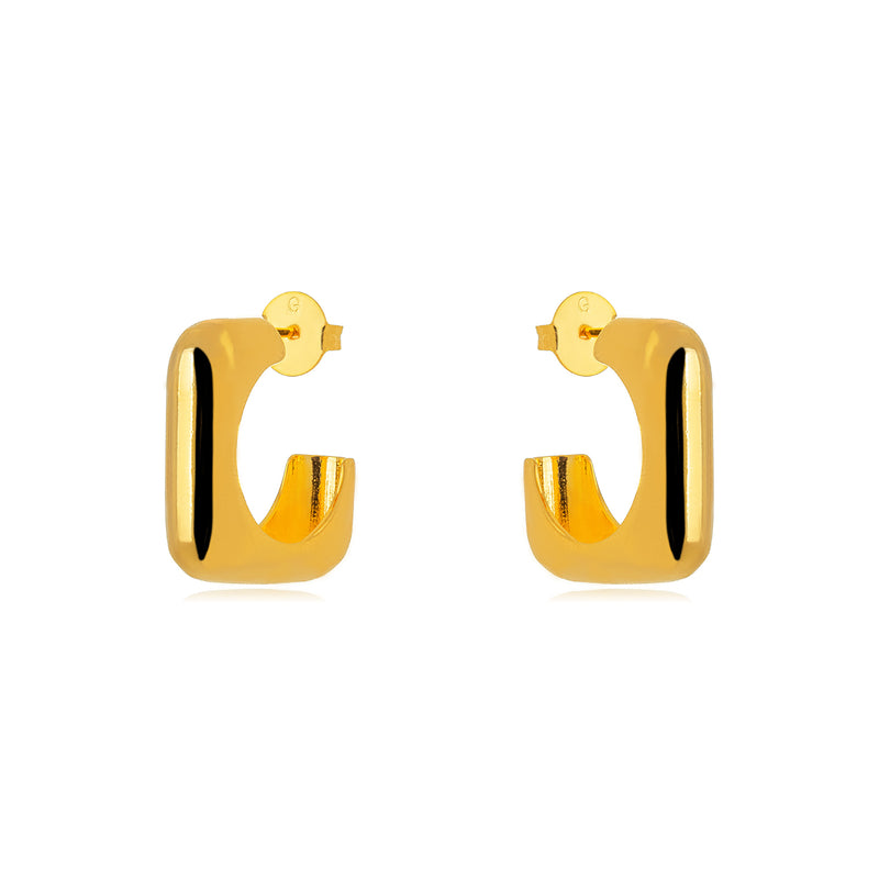 18K Gold Plated Square Bold Hoops Earrings