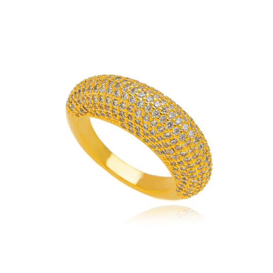 Bold Studded Zirconia Ring - 18K Gold Plated