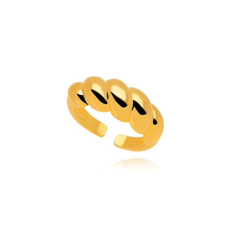 18K Gold Plated Open Croissant Domed Ring