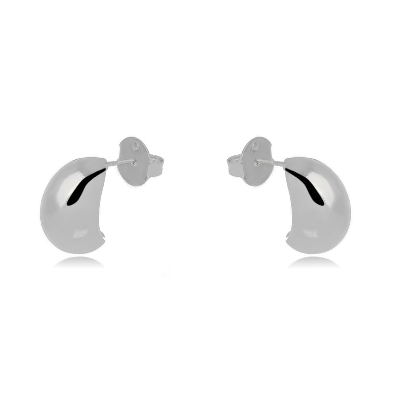 White Rhodium Plated Small C Shape Earrings