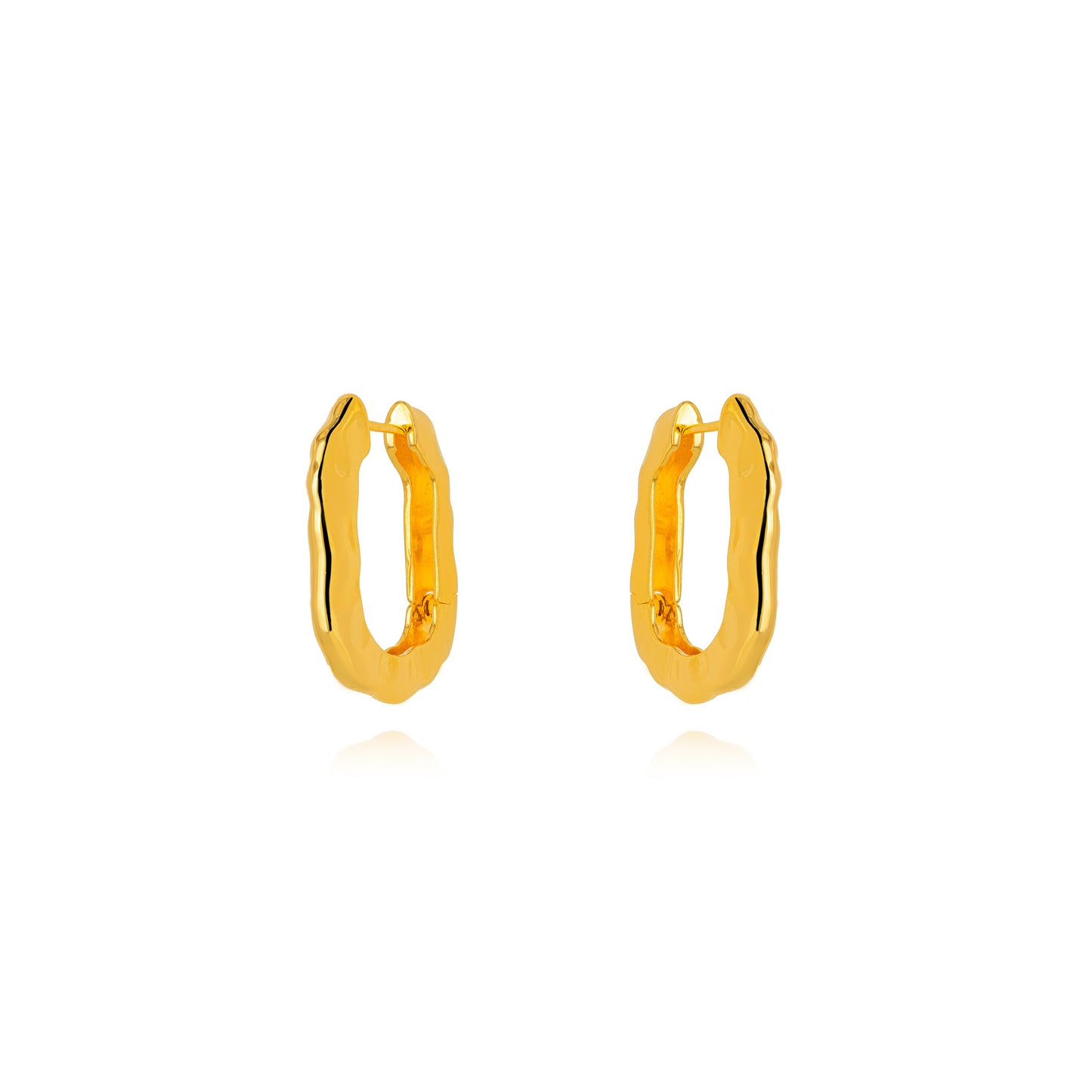 18K Gold Plated Organic Click Hoops Earrings