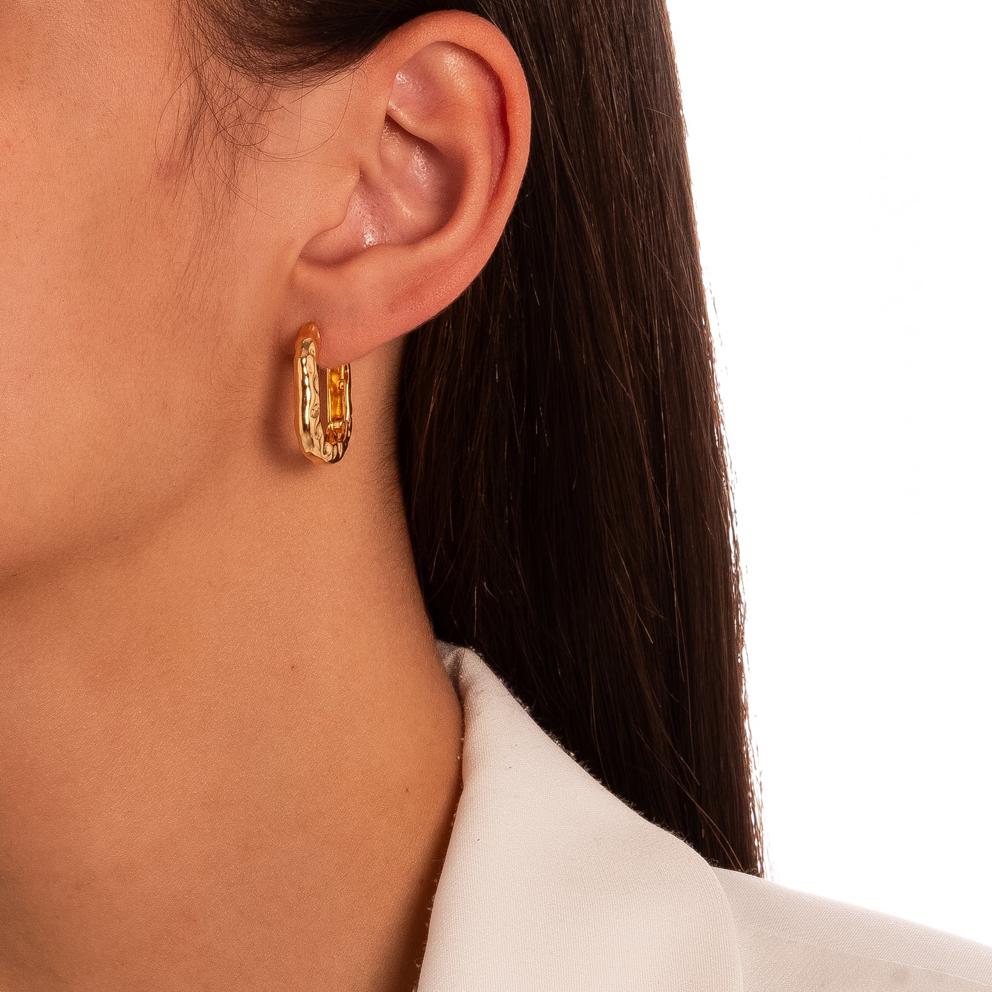 18K Gold Plated Organic Click Hoops Earrings