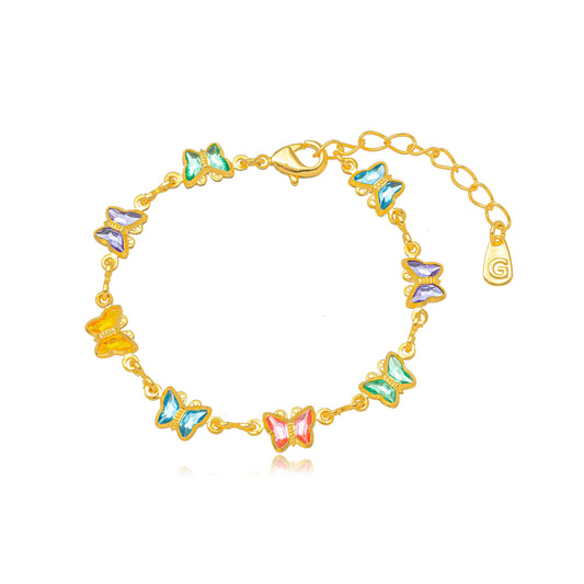 Colorful Butterfly Kids 18K Gold Plated Bracelet
