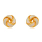 18K Gold Plated Stud Knot White Glitter Italian Enameling Earrings
