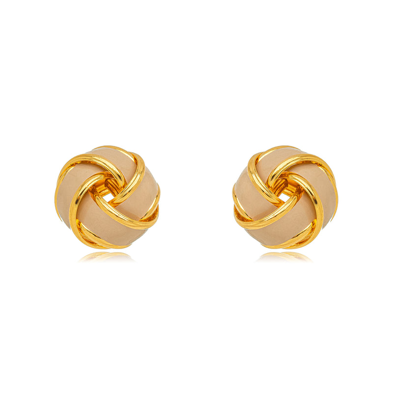 18K Gold Plated Stud Knot Nude Italian Enameling Earrings