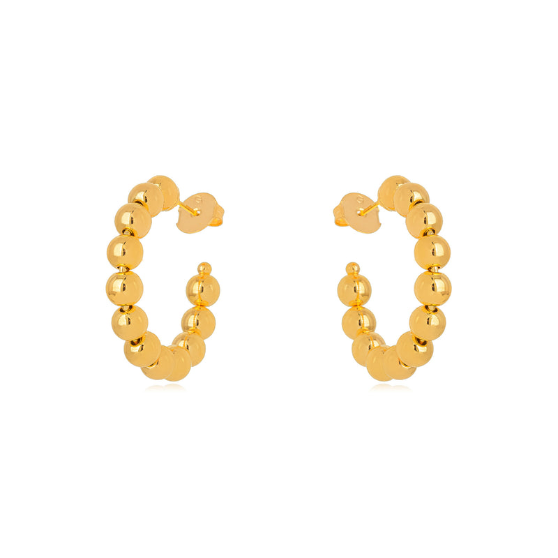 18K Gold Plated Medium Ball Hoops Earrings