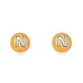 18K Gold Plated and White Rhodium Plated Small Letters Stud Earrings