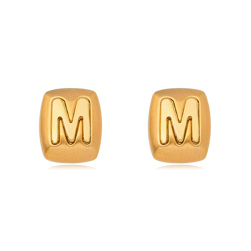 18K Gold Plated Small Letters Stud Earrings