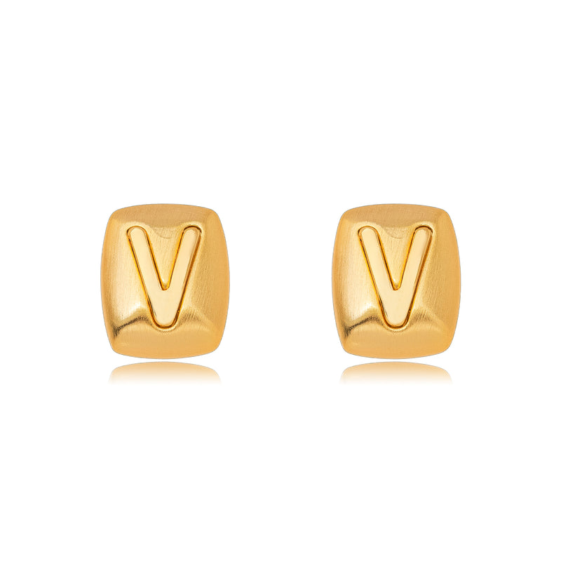 18K Gold Plated Small Letters Stud Earrings