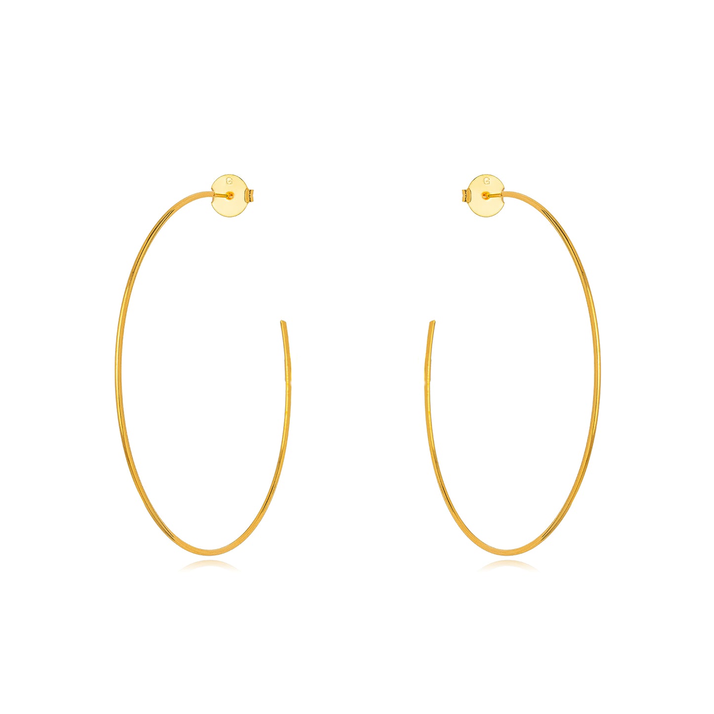 18K Gold Plated Thin Hoops 7cm Earrings