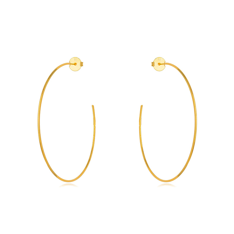 18K Gold Plated Thin Hoops 7cm Earrings