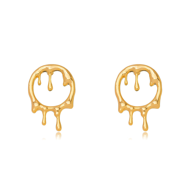 18K Gold Plated Round Melting Earrings