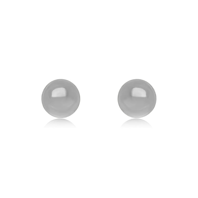 White Rhodium Medium Plated Ball Stud Earrings