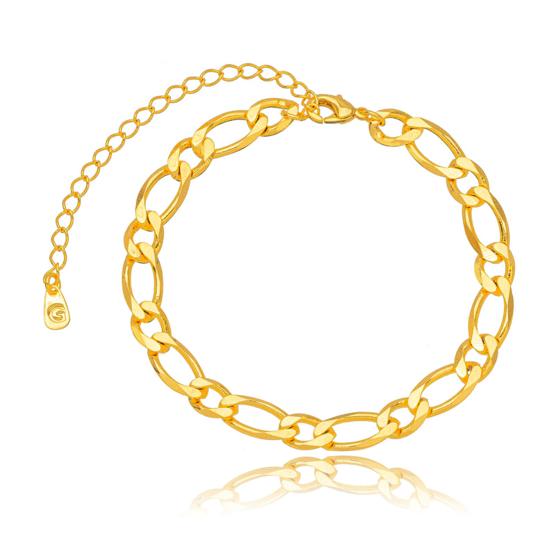 18K Gold Plated Figaro Link Bracelet