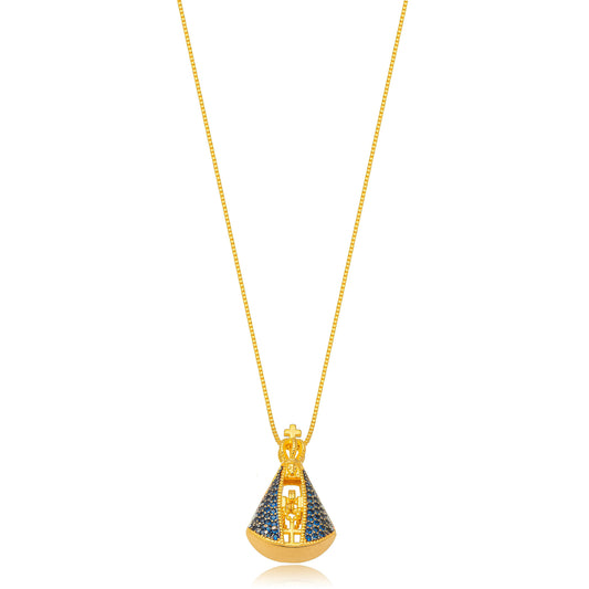 18K Gold Plated Religious Studded Zirconia Necklace