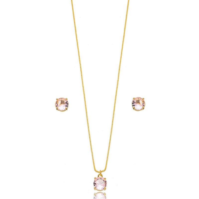 18K Gold Plated Round Kunzite Set