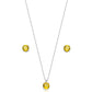 White Rhodium Plated Round Citrine Set