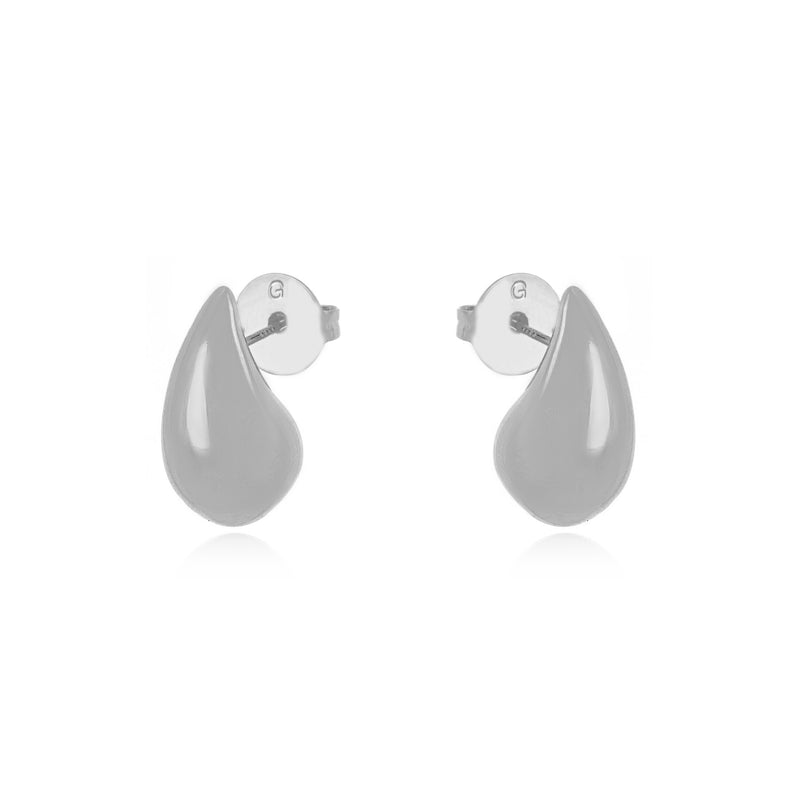 White Rhodium Plated Medium Bold Teardrop Earrings