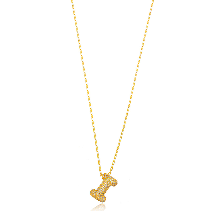 18k Gold Plated Letter Studded Zirconia Personalized Necklace