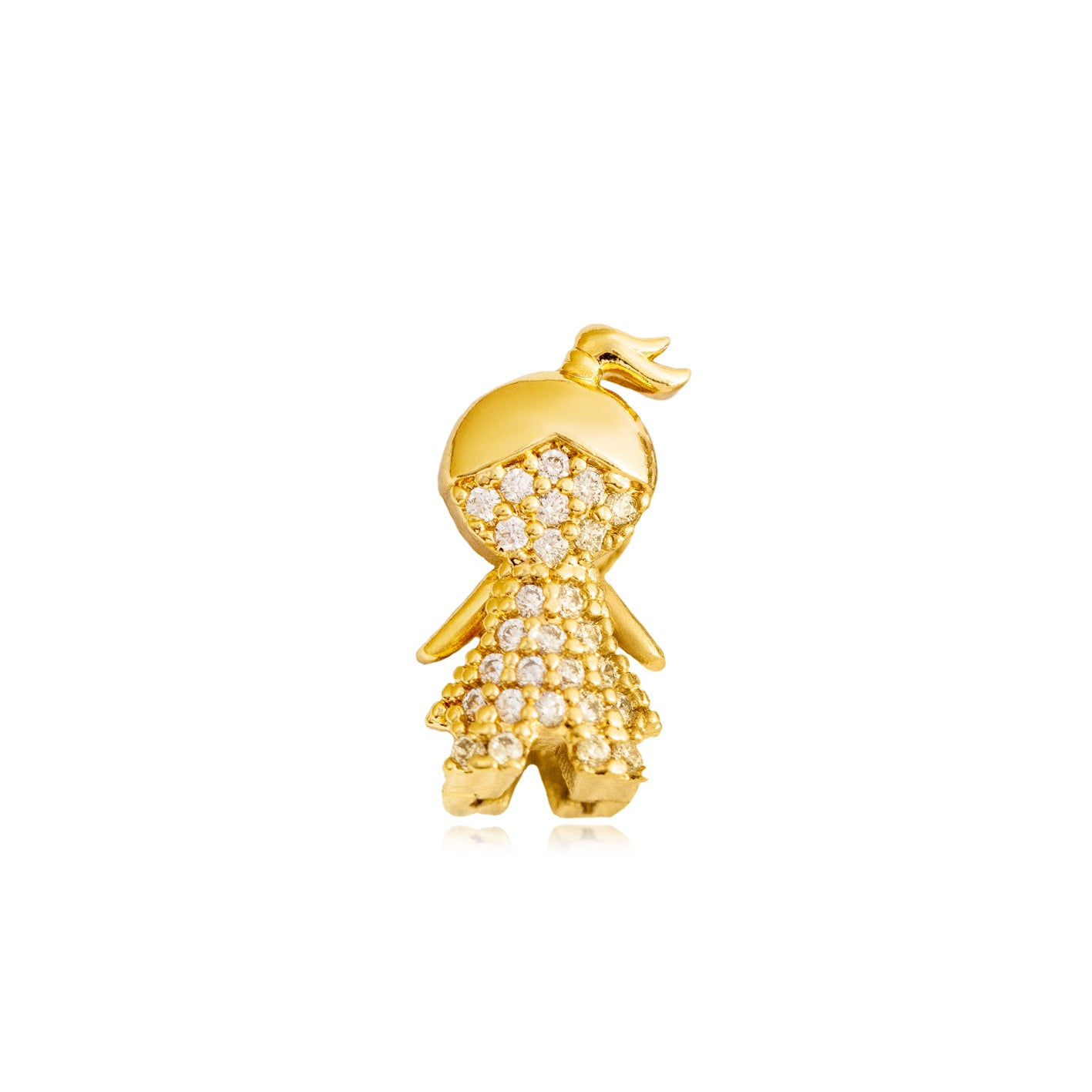 18K Gold Plated Studded Zirconia Girl Pendant
