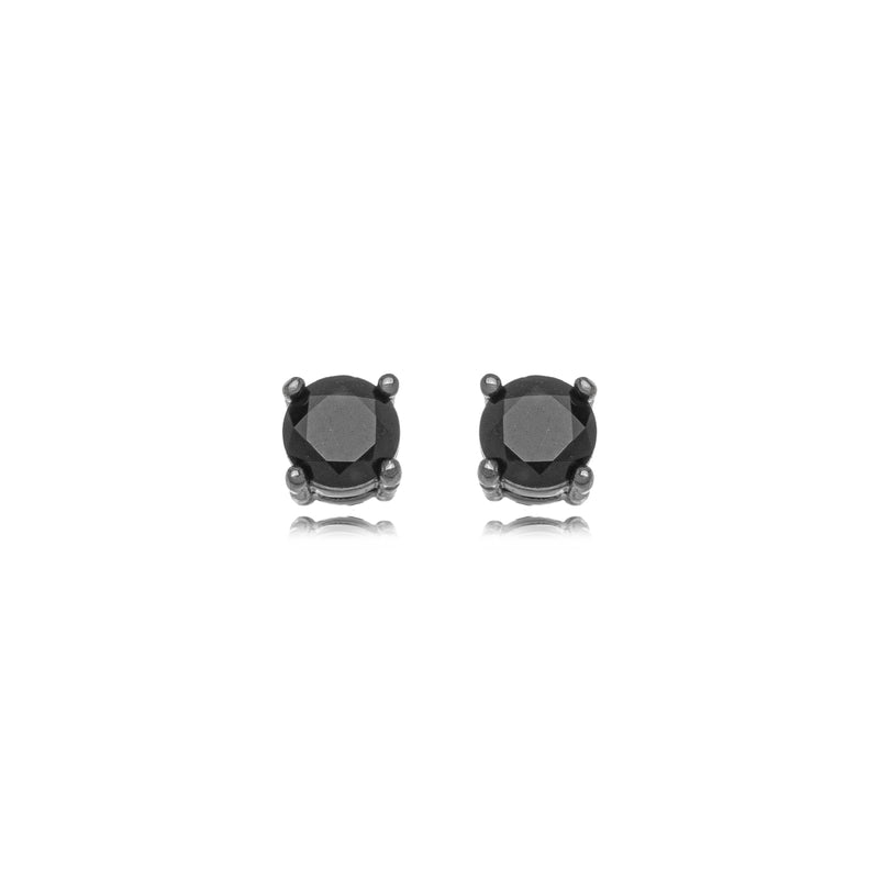 18K Gold Plated Black Zirconia Stud Earrings