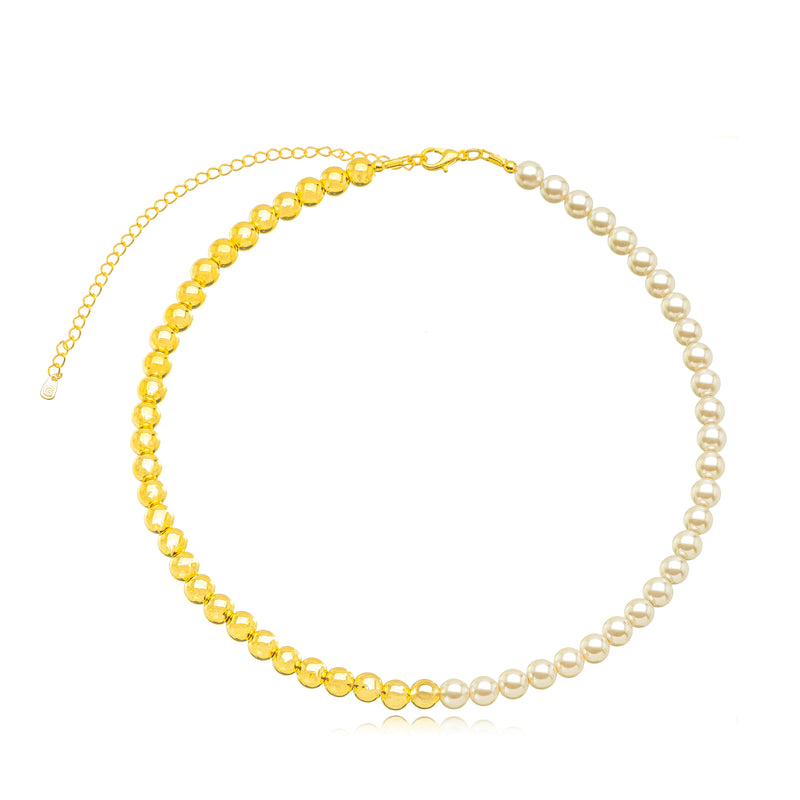 18K Gold Plated Half Pearls and Balls Choker